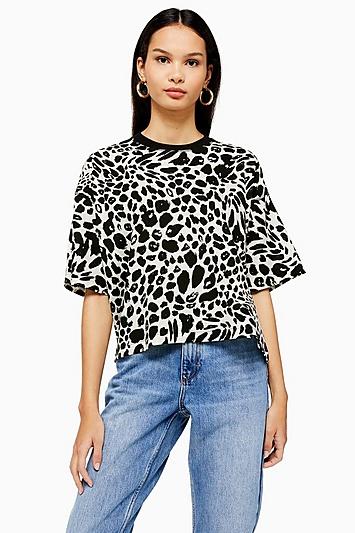 Topshop Tall Splodge Cheetah Boxy Tee