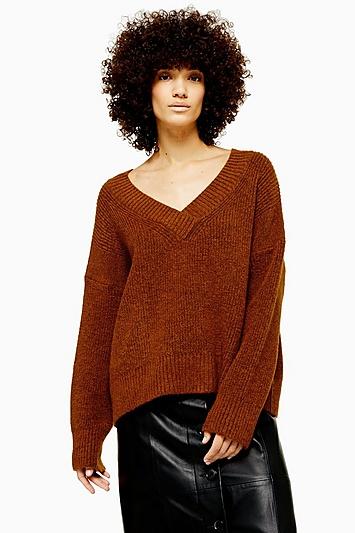 Topshop Knitted Super Soft V-neck Jumper
