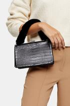 Topshop Georgia Black Faux Fur Handle Grab Bag