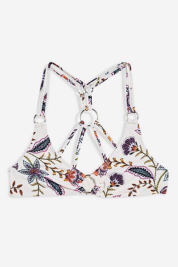 Topshop Floral Ring Crop Bikini Top