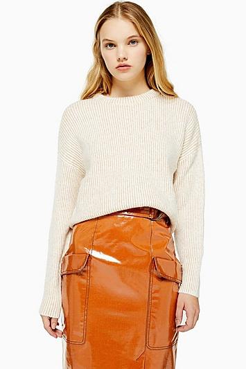 Topshop Oat Knitted Super Soft Crop Sweater