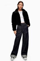 Topshop Raw Denim Turn Up Utility Jeans