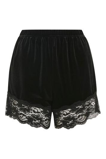 Topshop Velvet Lace Trim Shorts