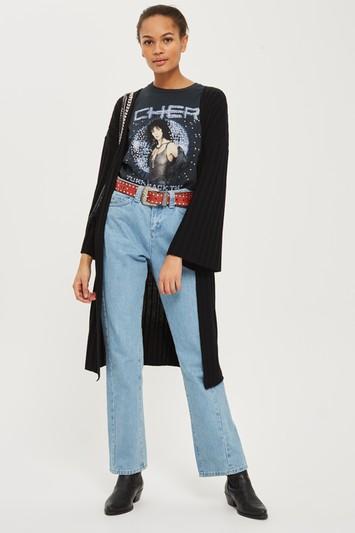 Topshop Ribbed Cashmere Blend Cardigan