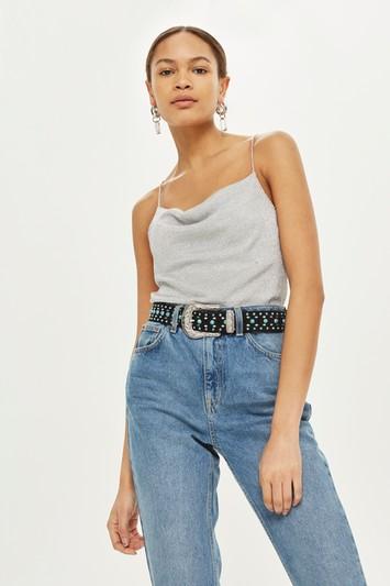 Topshop Petite Metal Yarn Cowl Camisole Top