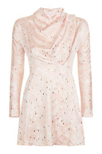 Topshop Gold Spot Cowl Neck Skater Dress