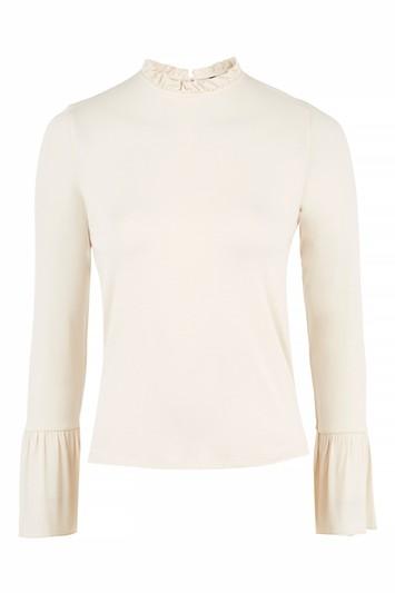 Topshop Long Sleeve Pie Crust Frill Neck Top