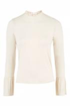 Topshop Long Sleeve Pie Crust Frill Neck Top