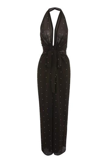 Topshop Crystal Halter Neck Jumpsuit