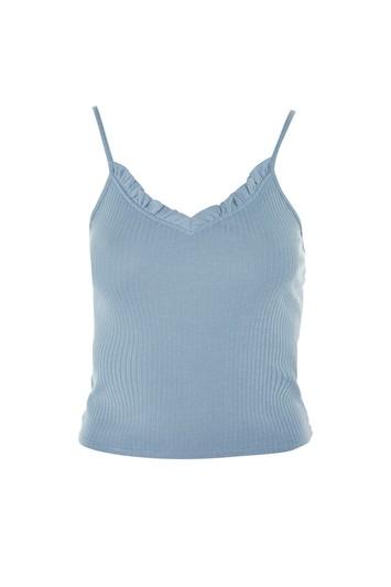 Topshop Ribbed Frill Detail Vest Top