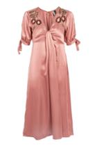 Topshop Satin Beaded Shoulder Midi Skater Dress