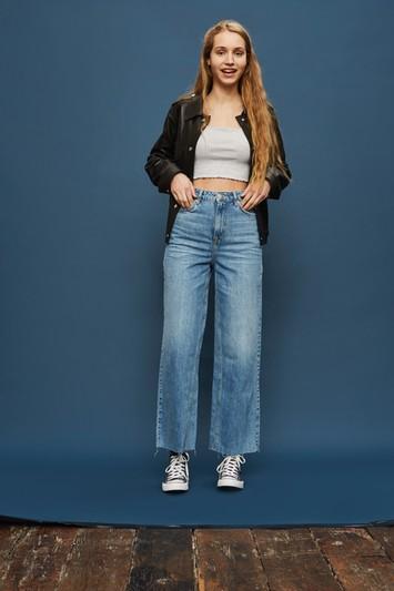 Topshop Tall Awkward Crop Wide Leg Jeans