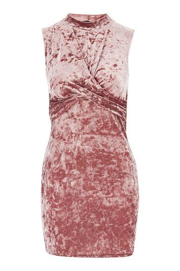 Topshop Petite Velvet Twist Front Dress