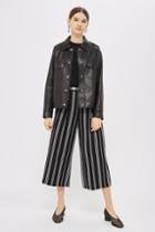 Topshop Cropped Striped Wide Leg Trousers