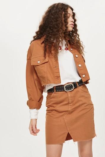 Topshop Mini Midi Denim Skirt