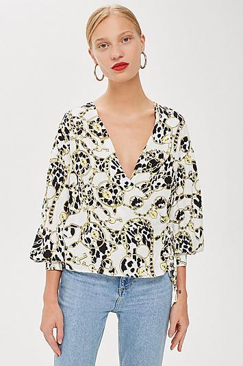 Topshop Chain Wrap Blouse