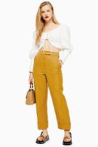 Topshop Mustard Turn Up Peg Trousers