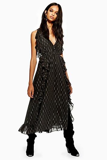 Topshop Gold Stick Midi Maxi Dress