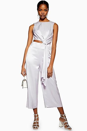 Topshop Lilac Satin Twill Jumpsuit