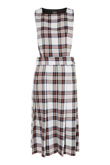 Topshop Tartan Midi Pinafore Dress