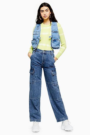 Topshop Mid Blue Combat Jeans