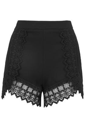 Topshop High-waisted Lace Trim Shorts