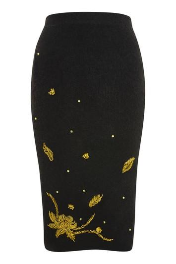 Topshop Fluffy Embroidered Skirt
