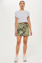 Topshop Camouflage Denim Skirt