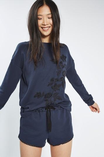 Topshop Floral Embroidered Sweatshirt