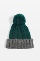 Topshop Green Two Tone Cable Beanie