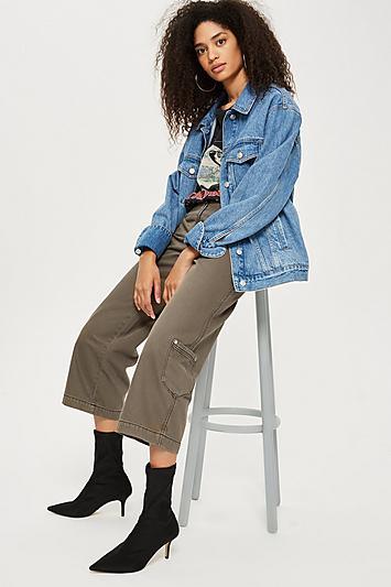 Topshop Utility Cropped Wide Leg Jeans