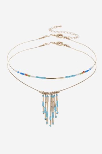 Topshop Beaded Two-row Choker Necklace