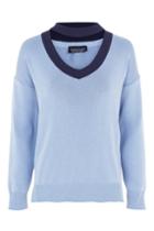 Topshop Choker V Neck Knitted Sweatshirt
