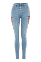 Topshop Petite Rose Embroidered Jamie Jeans