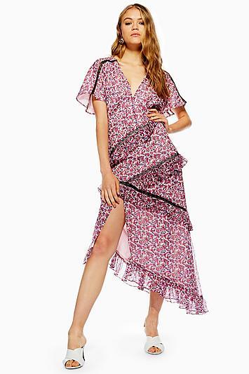 Topshop Ditsy Cluster Midi Dress