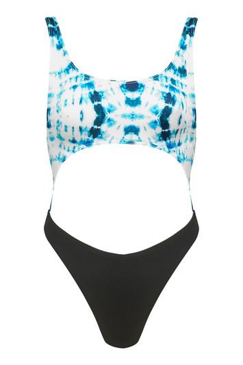 Topshop Tie Dye Cut Out Swimsuit