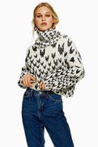 Topshop Houndstooth Chunky Roll Jumper
