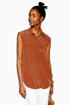 Topshop *sleeveless Silk Shirt By Boutique
