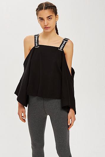 Topshop Bardot Logo Strap Top By Ivy Park
