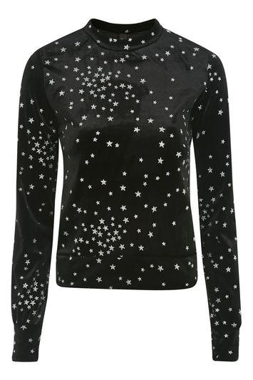 Topshop *star Velvet Sweatshirt By Nobody's Child