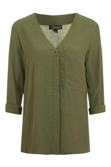 Topshop Petite Long Sleeve Blouse