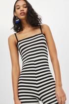 Topshop Shirred Striped Jumpsuit