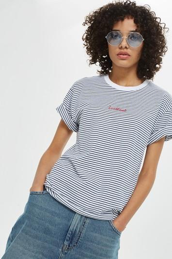 Topshop Tall Striped Sweetheart T-shirt