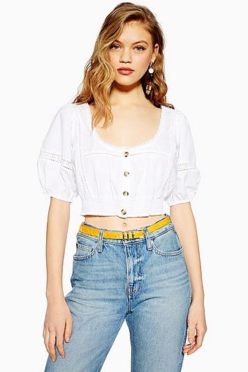 Topshop Floral Knot Front Crop