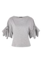 Topshop Striped Bow Sleeve T-shirt