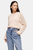 Topshop Pink Knitted Open Stitch Jumper