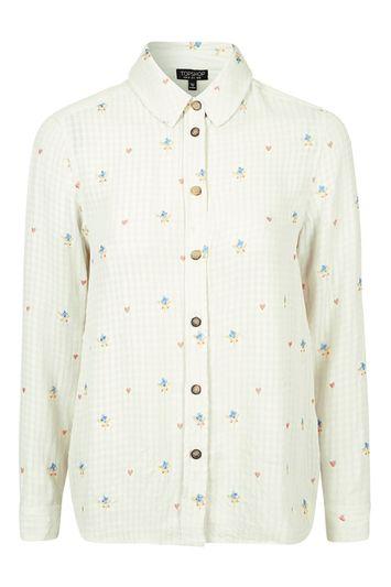 Topshop Pretty Embroidered Shirt