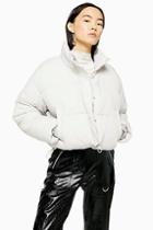 Topshop Grey Cropped Padded Puffer Jacket