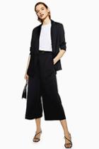 Topshop Black Cropped Wide Leg Trousers