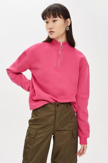 Topshop Zip Funnel Sweatshirt